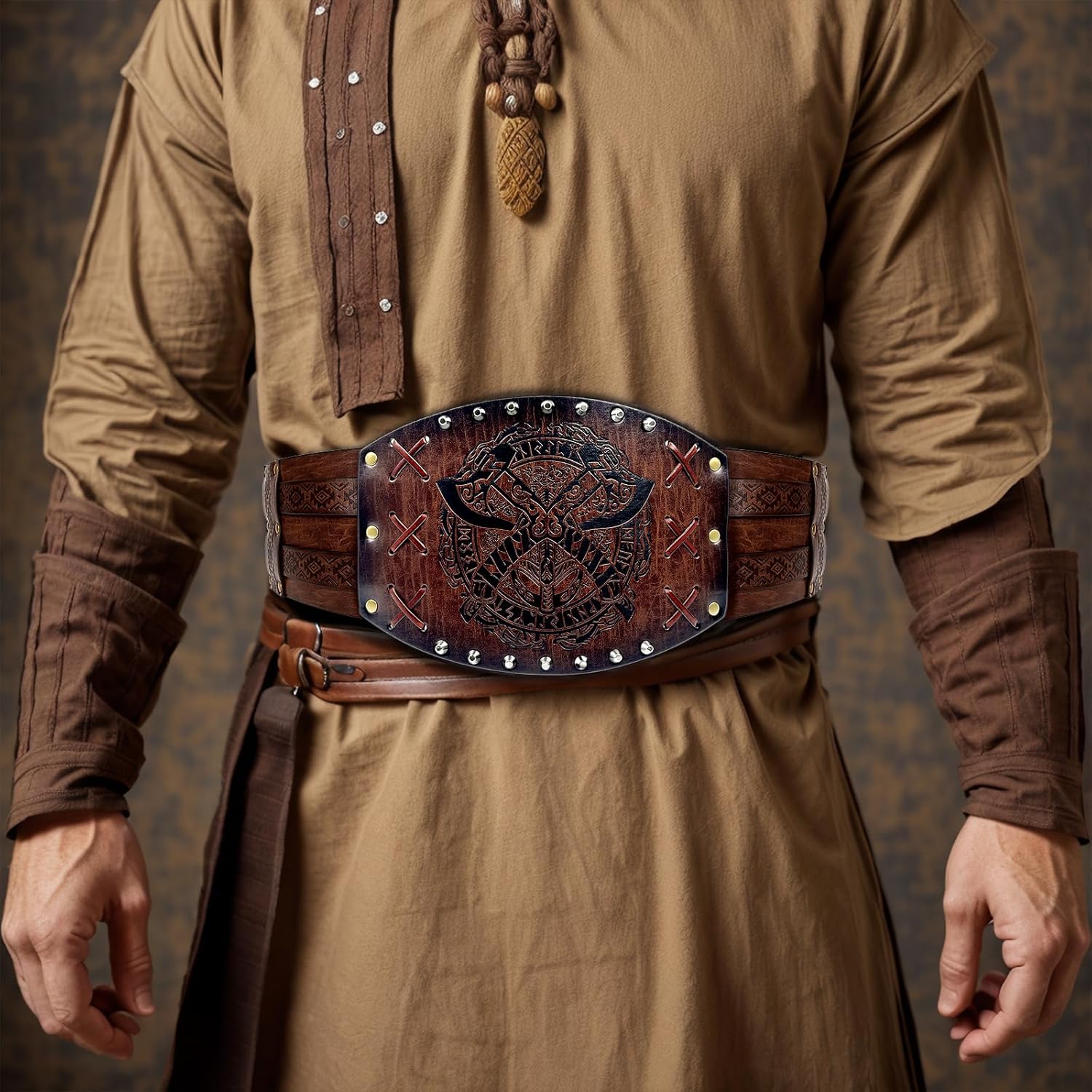 Medieval Viking Wide Belt Faux Leather Armor Knight Corset Belt for LARP Christmas Gifts Costume - Image 6