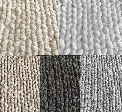 Miniatura 2 de Hilo grueso para tejido de brazo, hilo de chenilla grueso, color marfil