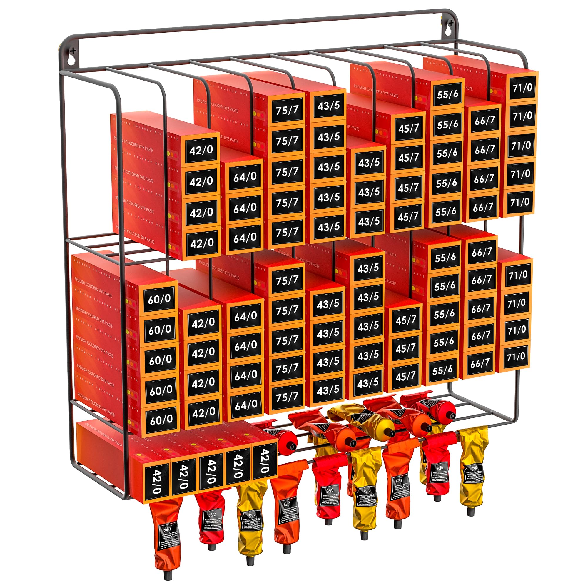 Haarfarbe Organizer Groß Haarfarbe Organizer 2 Ebenen Metall Aufbewahrung Farbregal für Friseursalon Wandhalter Friseur Salon Schwarz