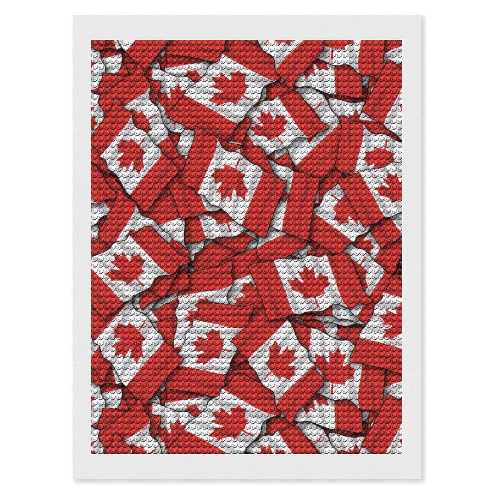 Nclqvjxzkhw Style Canada Flag Diamond Art Painting For Adult Round Diamonds Pictures Arts Crafts Home Wall Decor 12"X16"