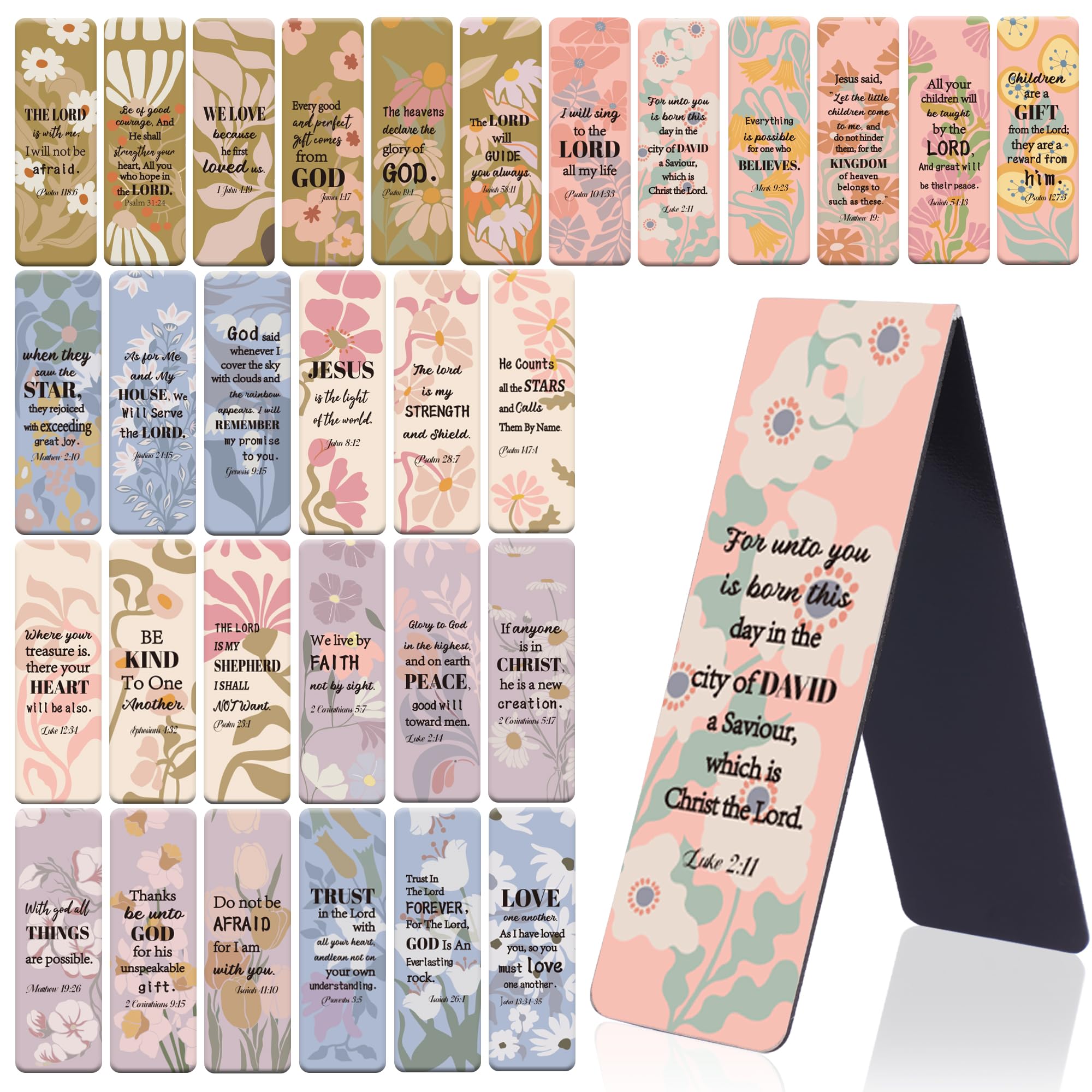 Zaamwoyy Christian Religious Magnetic Bookmark, 30 Pcs Bible Bookmarks for Women, Boho Bible Verse Scripture Bookmarks, Inspirational Church Supplies,