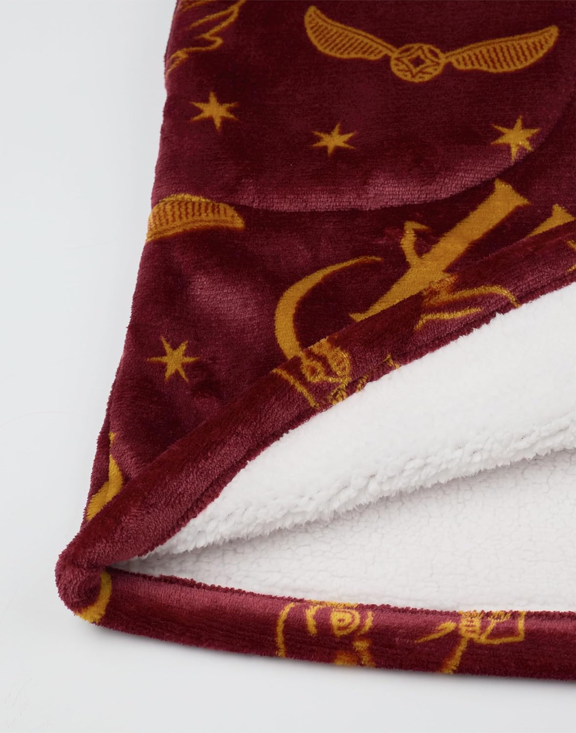 Harry Potter Womens Wearable Blanket Hoodie | Adults Hooded Zip Fleece in Burgundy | HP Hedwig Owl Print Sherpa Loungewear