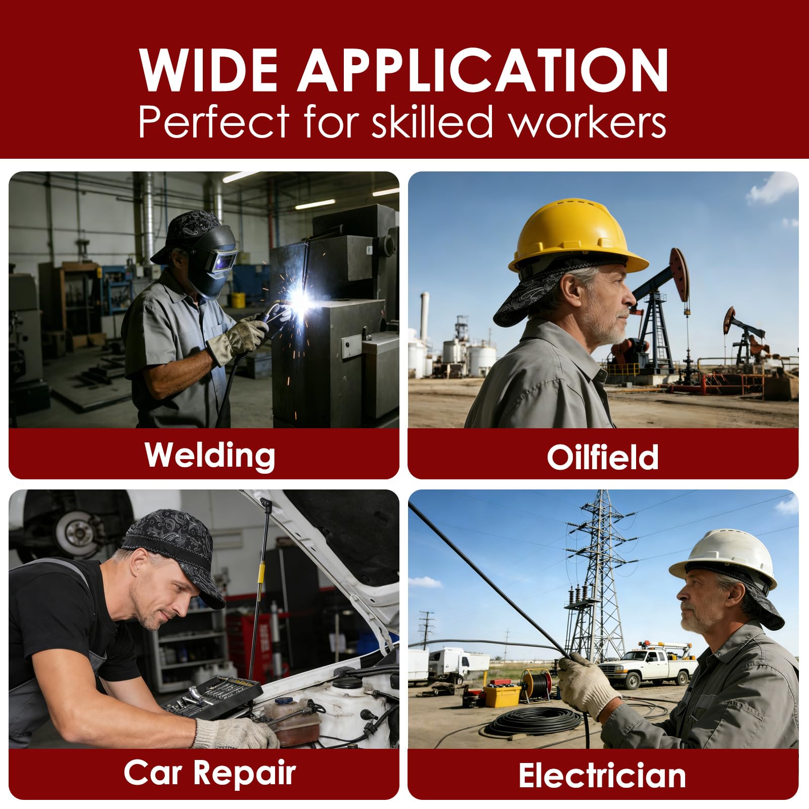 Fullsheild Welding Helmets | Protector y transpirable, cómodo y elegante, forro de casco de cachemira para soldador, electricista, campo petrolero de gas,