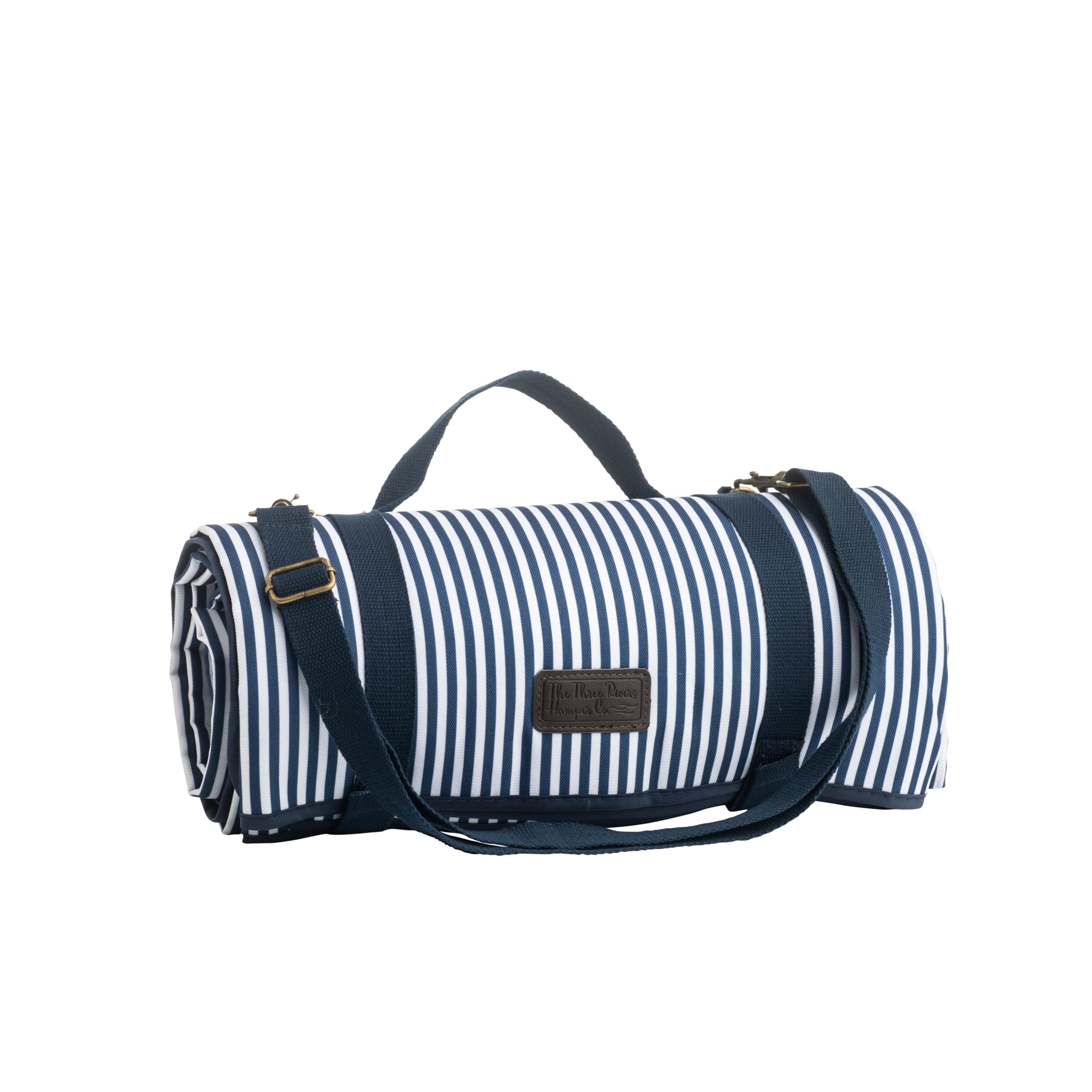 Three Rivers Extra Large Picnic Blanket Navy & White Stripe