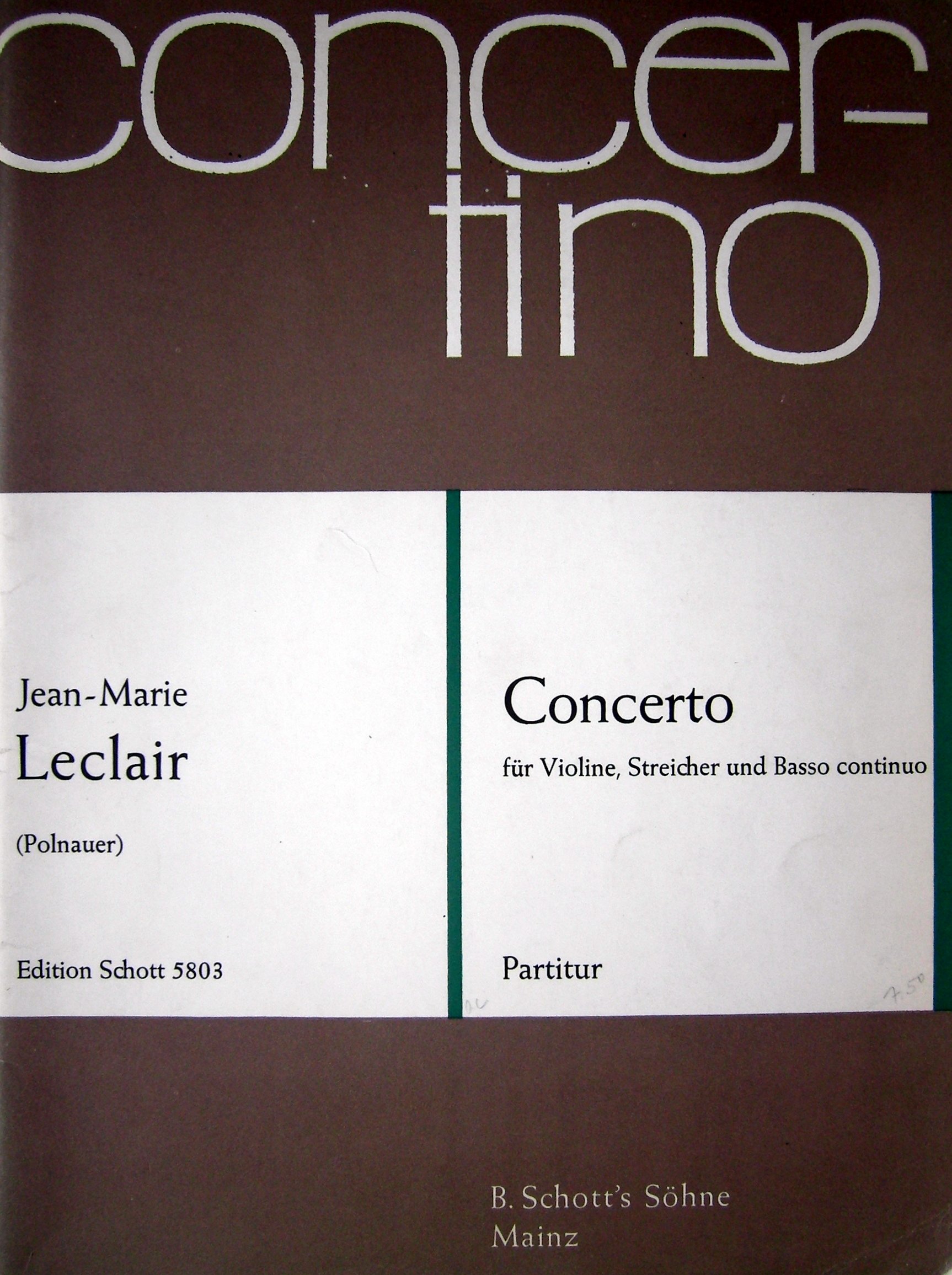 Concerto G major: oboe (flute) and string orchestra. Jeu de parties.