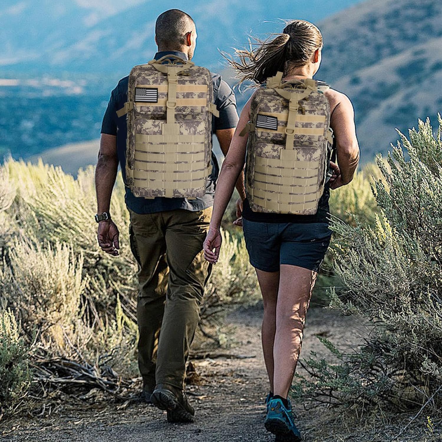 WOLT Military Tactical Backpack for Men 45L Molle Backpack 3 Day Assault Pack Bug Out Bag, Heavy Duty Rucksack for Hiking Gym, Camouflage Khaki - Image 7