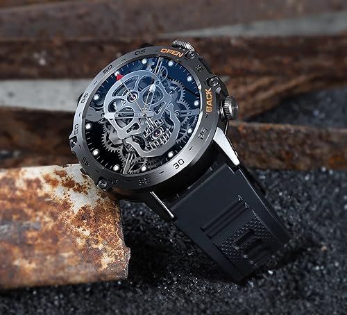 Miniatura 5 de Reloj inteligente militar para hombre (respuestallamadas de marcación), 100 modos deportivos, reloj de fitness impermeable 5ATM con frecuencia