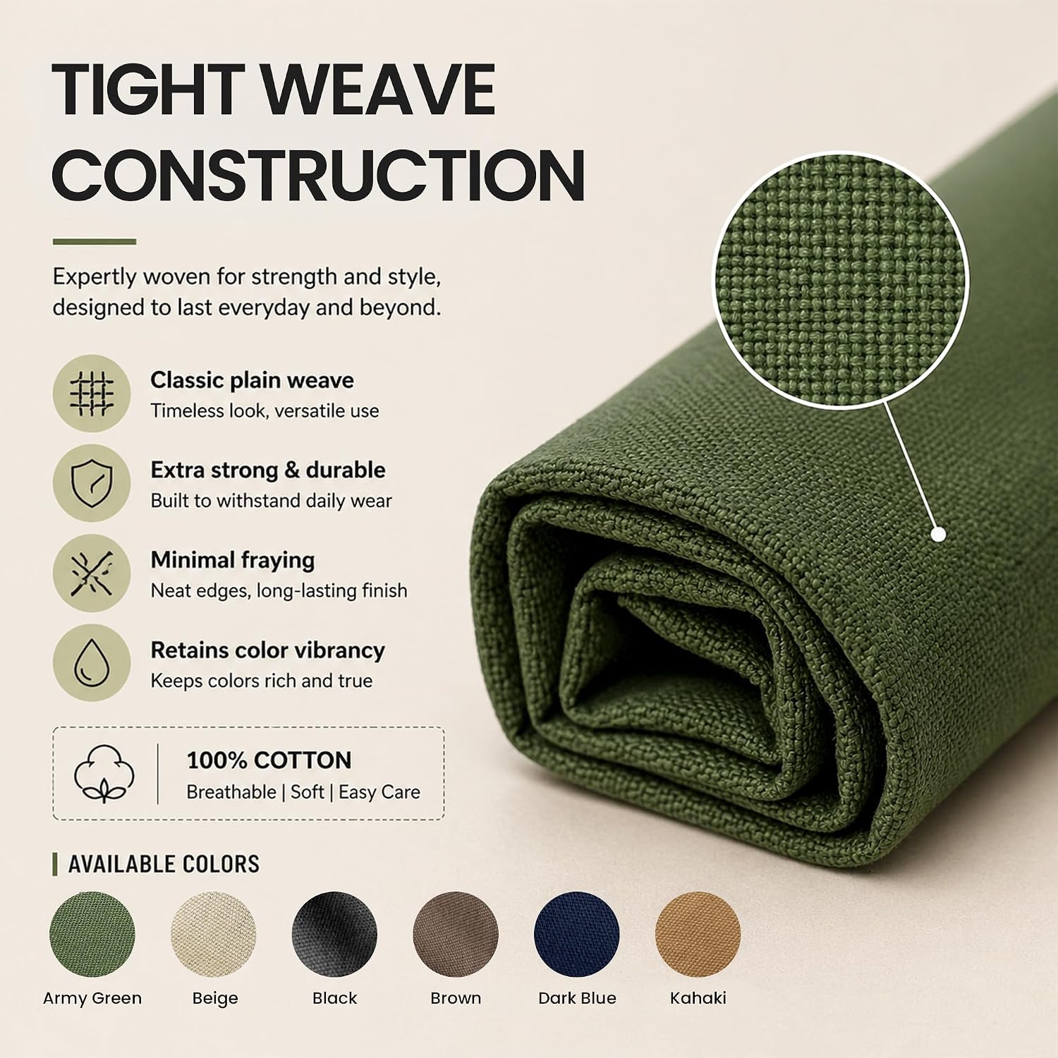 Wildarms 100% Cotton Canvas Fabric by The Yard - 59" Wide 12oz Heavy Duty Natural Duck Canvas for Sewing DIY, Tote Bags, Upholstery & Embroidery (Army Green, Cut by the Yard