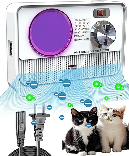 Purificador de aire 3 en 1, desodorante de arena para gatos, ambientador para el hogar con ozono, ionizador, luz U, reduce el olor de las mascotas,
