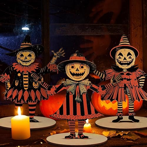 3 Pcs 9 x 6 Inch Vintage Halloween Table Decor
