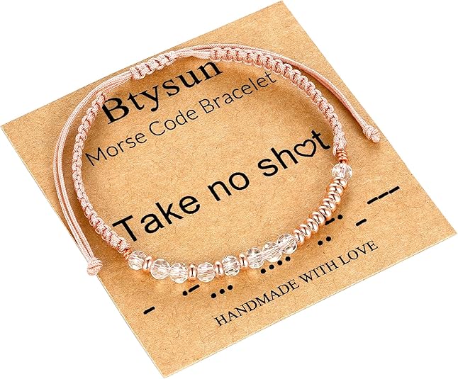 Btysun Morse Code Bracelets for Women Christmas Gift Stocking Stuffers for Teens Pink Braided Bracelets Inspirational Best Friend Birthday Gifts for Her High School Graduation Gifts for Her 2025 Mom Bracelet Jewelry