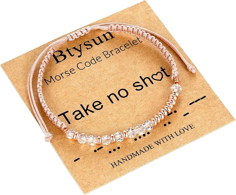 Btysun Morse Code Bracelets for Women Christmas Gift Stocking Stuffers for Teens Pink Braided Bracelets Inspirational Best Friend Birthday Gifts for Her High School Graduation Gifts for Her 2025 Mom Bracelet Jewelry