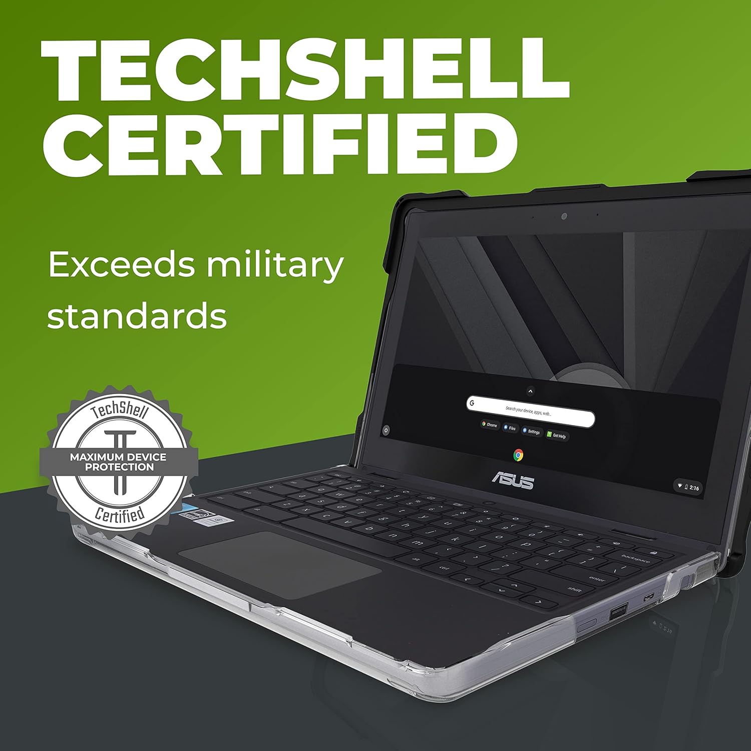 Gumdrop SlimTech Laptop Case Fits ASUS CR1100-11inch (2in1 and Clamshell) for K-12 Students, Teachers and Classrooms–Drop Tested, Rugged, Shockproof Bumpers for Reliable Device Protection–Black