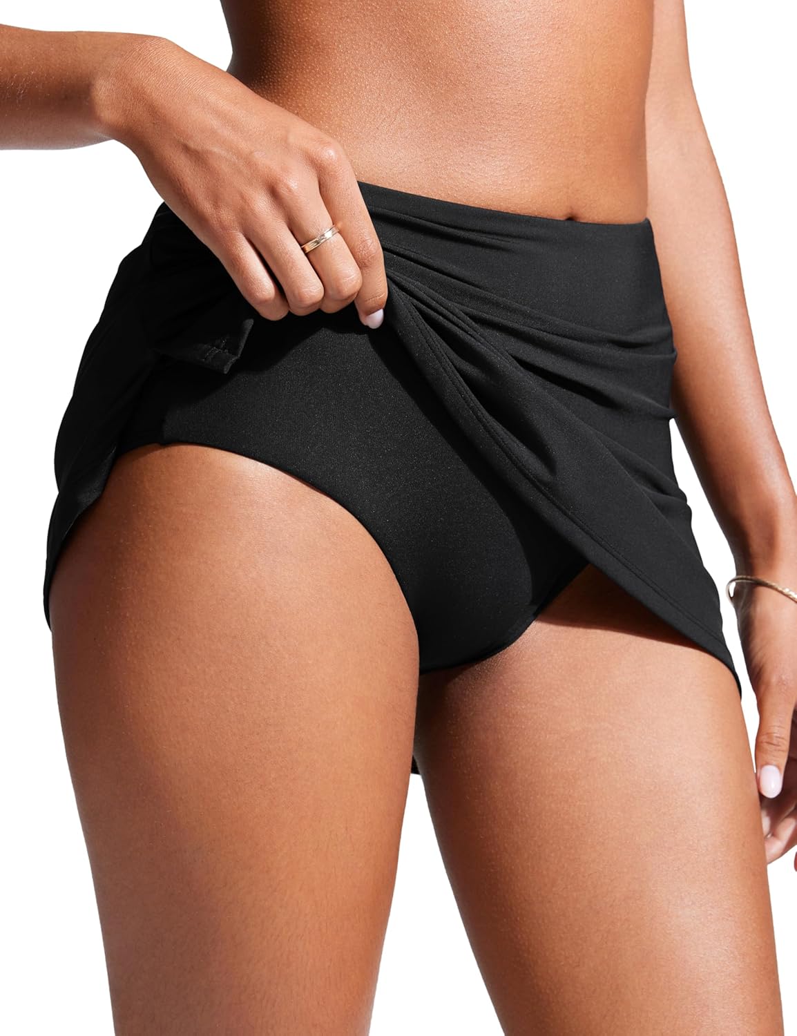 CRZ YOGA Womens High Waisted Swim Skirt A Line Swimsuit Skorts Side Slit Bathing Suit Bikini Bottoms with Built in Briefs - Image 5