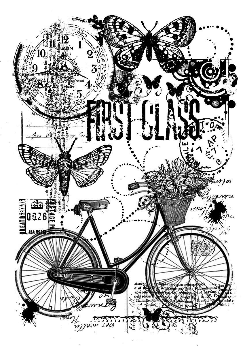Woodware Francoise Collection-Clear Magic-Bicycle Collage, 21 x 11 x 0.6 cm