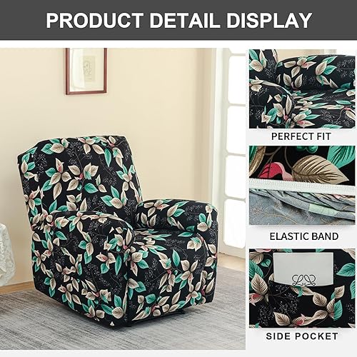 Vista 187 de Eco-Ancheng Fundas reclinables de 4 piezas, fundas para sillas reclinables, fundas elásticas para sofá reclinable, fundas ajustables antideslizantes