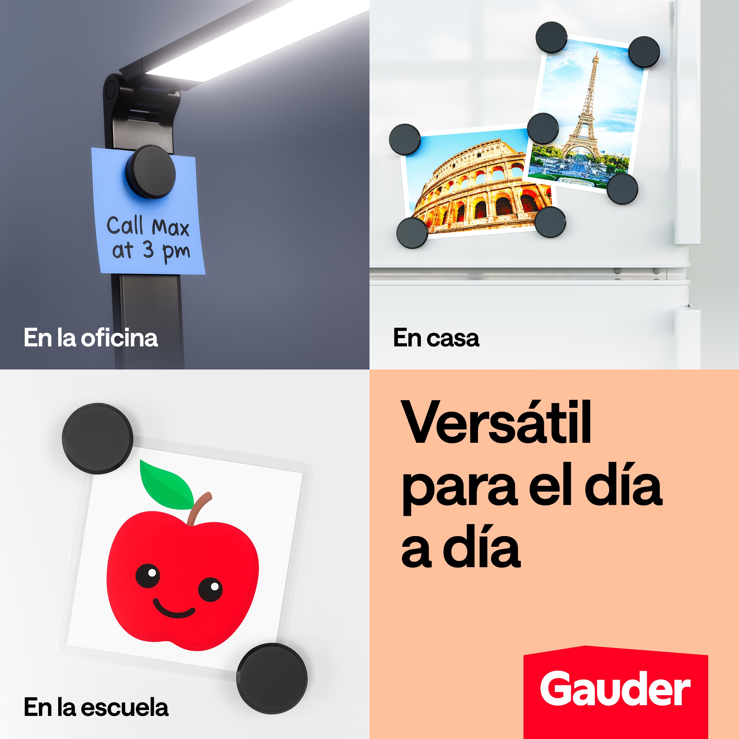 GAUDER Imanes para Pizarra Magnética - Imanes Redondos para Pizarra Blanca, Nevera y Oficina - Discos de Ferrita (31 x 10 mm - 24 Unidades - Negro)