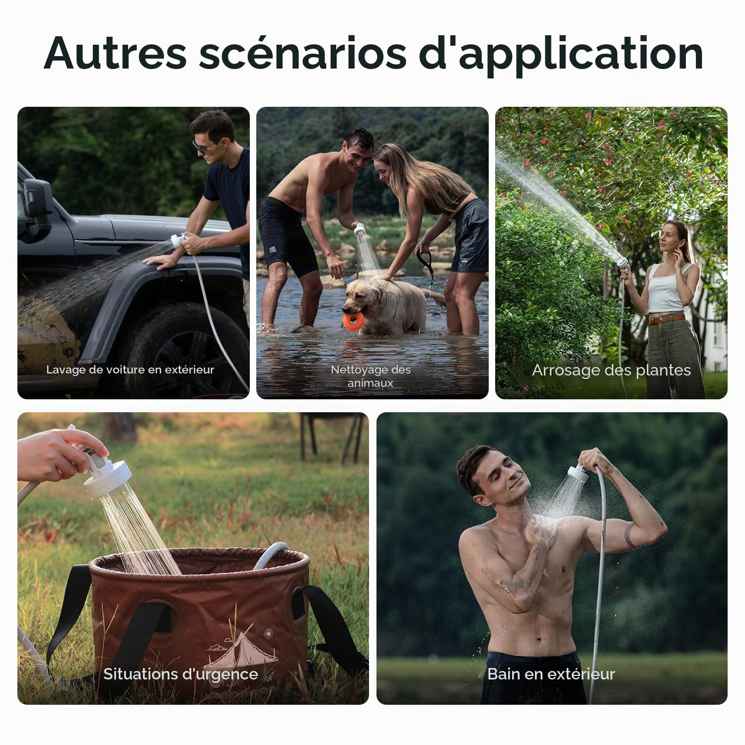 FLEXTAILGEAR Max Shower, Douche Portable de Camping, Douche Extérieure Ultralégère, Rechargeable, Portable avec Pompe à Eau USB-C, Lavage Voiture, Nettoyage Animaux, Vacances Plage, Randonnée