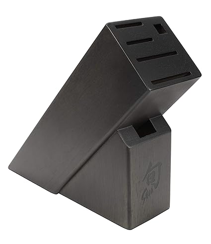 Shun 6 Slot Slimline Bamboo Knife Block, Stain, DM0846, 1, Dark Brown