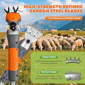 Sheep Shears Professional 1000W 2800RPM, Hanging Type | 13-Tooth Carbon Steel Blades Power Through Thick Coats, Ideal Hanging Livestock Shearing Machine for Sheep, Goats & Cattle