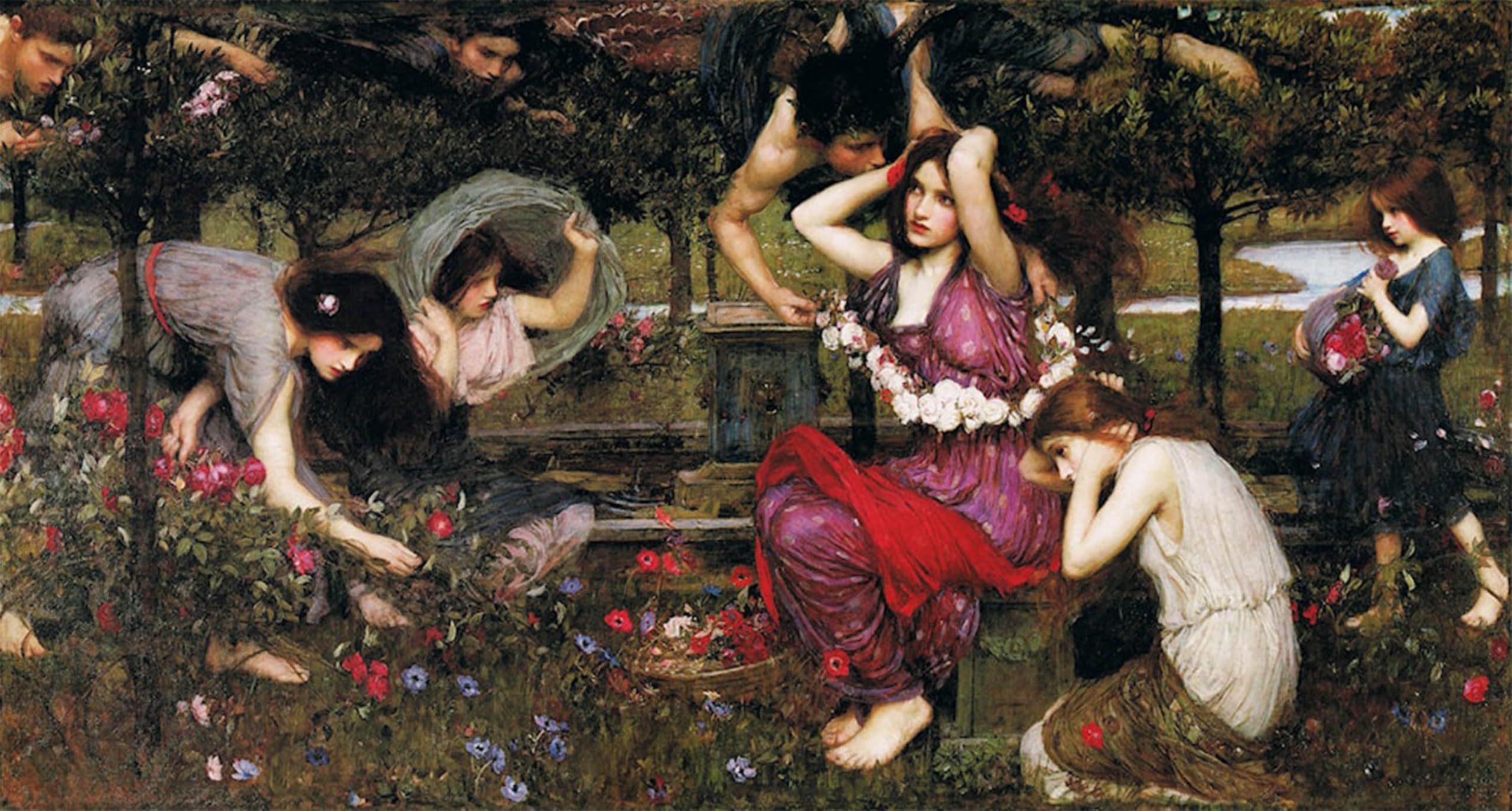 POSTERIIk Vintage Art Print Images Pictures Print Flora and the John William Waterhouse Modern Colour Posters for Office Home Decor 60x90cm