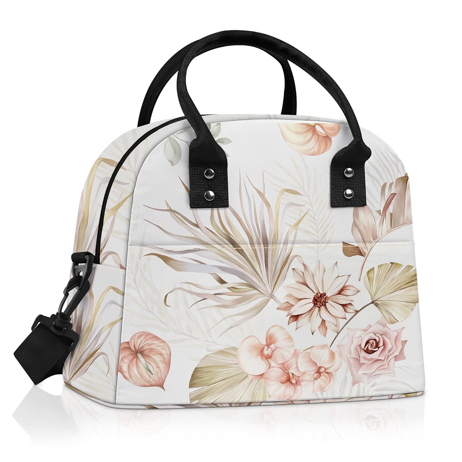Clastyle Leaves Women Lunch Box Bag Large Camping Adult Lunch Tote Insulated Cooler Bag for Office Work Picnic