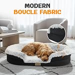Orthopedic Dog Bed for Large & Extra Large Dogs, Calming Plush Sofa Bed with Curved Bolster Support and Egg-Crate Foam Base, Fluffy 105CM Cozy Oval Pet Donut Bed with Washable Cover, Gray