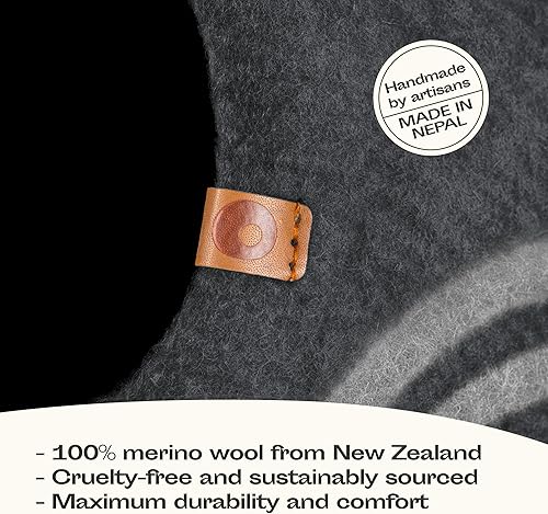 Miniatura 3 de MEOWFIA Cama tipo cueva de fieltro prémium para gatos, hecha a mano, 100% lana merina, para gatos y gatitos (tonos oscuros) (tamaño mediano, gris