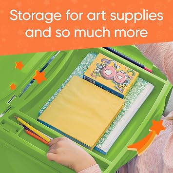 HearthSong Foldable Lap Desk for Kids with Storage - Ideal Floor Desk for Drawing, Studying, Portable Folding Travel Lap Table, Versatile Bed Desk & Lap Tray, Green