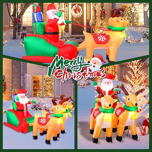 Miniatura 7 de Lumiwind Osos polares inflables de Navidad de 7.7 pies con cabeza agitadora, decoración de patio con luces LED integradas, decoración de Navidad