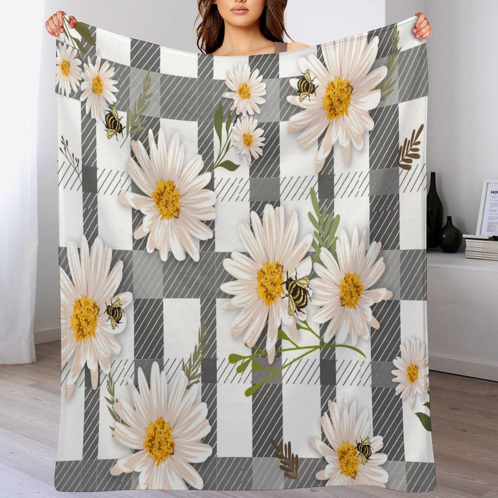 Couverture chaude abeilles idée cadeau floral original pour maman et parents