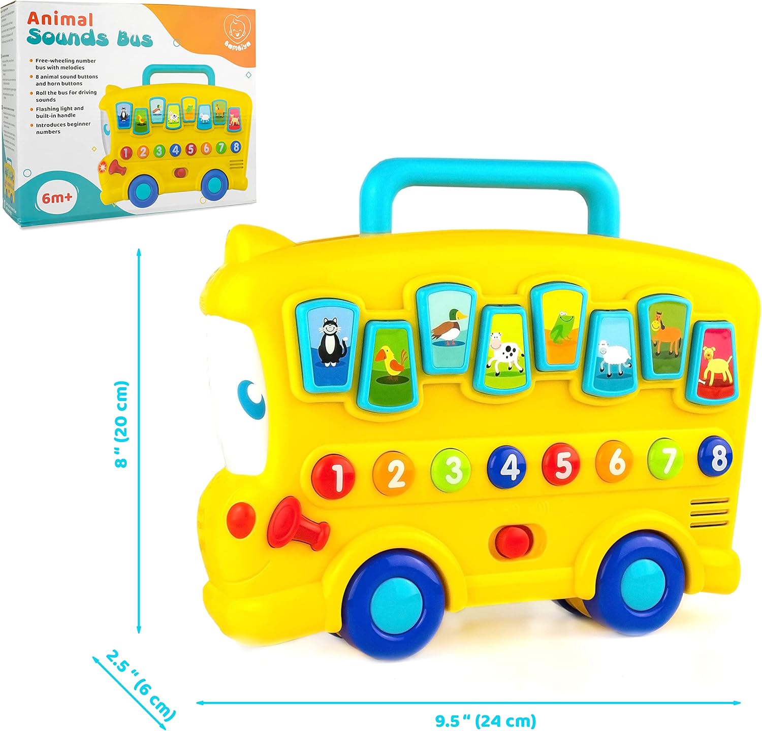 Baby Toy Bus with Songs, Animal Sounds and Numbers. Musical Toys for Toddlers 1-3. Learning and Educational Light-Up School Bus Toy with Volume Control - Baby Toys for 6 Month Old Boys and Girls : Toys & Games