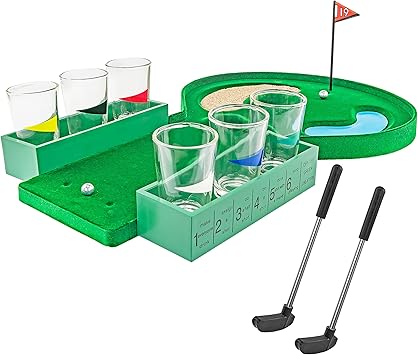 Fairly Odd Novelties Miniature Golf Drinking Game Set, Standard, Green, 1.75oz Glasses Ultimate Tabletop Fun for Golf Enthusiasts & Party Lovers!