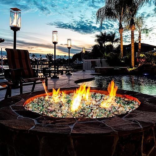 Miniatura 101 de Mr. Fireglass Vidrio de fuego de 10 libras, rocas de vidrio templado reflectante de 1/2 pulgada de alto brillo para chimenea, mesa de hoguera y Oro