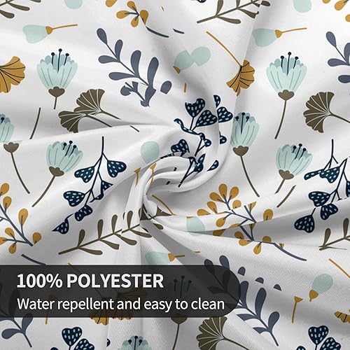 Miniatura 5 de Mantel redondo de hojas florales azules, grises y blancas, de 60 pulgadas, para primavera y verano, rústico, reutilizable, para picnic, fiesta,