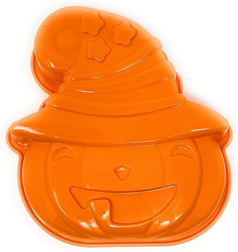 Molde para pastel de calabaza de Halloween: molde de silicona para pastel de Halloween cuenta con divertido 3D Jack-O-Lantern con sombrero de bruja: