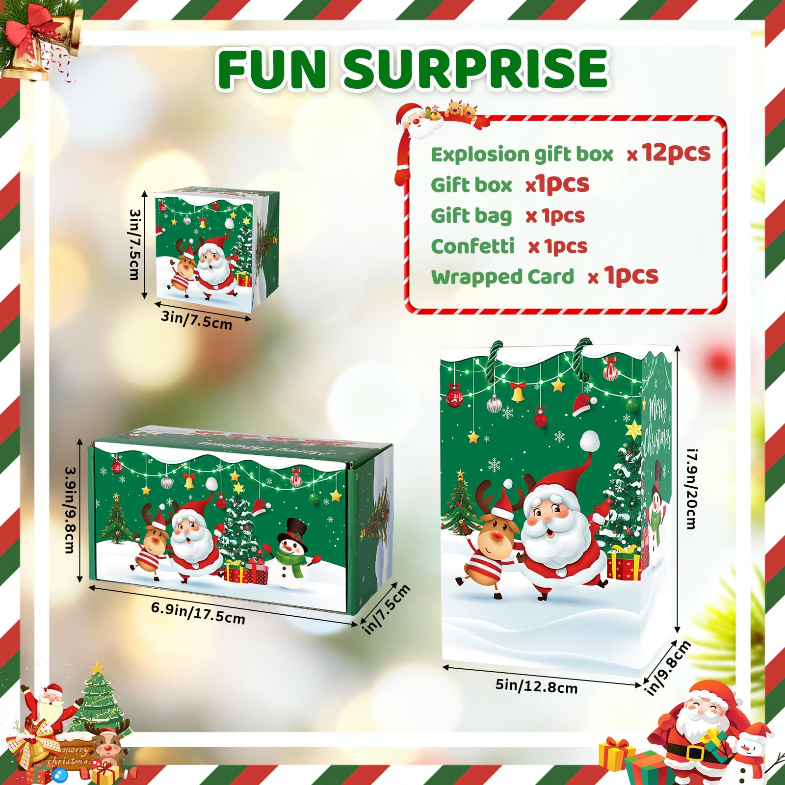 Sereliy Christmas Exploding Money Gift Boxes for Cash, 12 Pack Pop Up Surprise Money Box with Confetti, Merry Christmas Explosion Gift Box for Cash Giving, Fun Holiday Gifts Ideas for Kids Adults