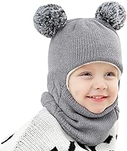 AYPOW Winter Thermal Balaclava 1-6 Years Boy Girls Babies Knitted Hat Multifunctional Windproof Warm with Fleece Lining Face Mask Hats Scarf Neck Warmer