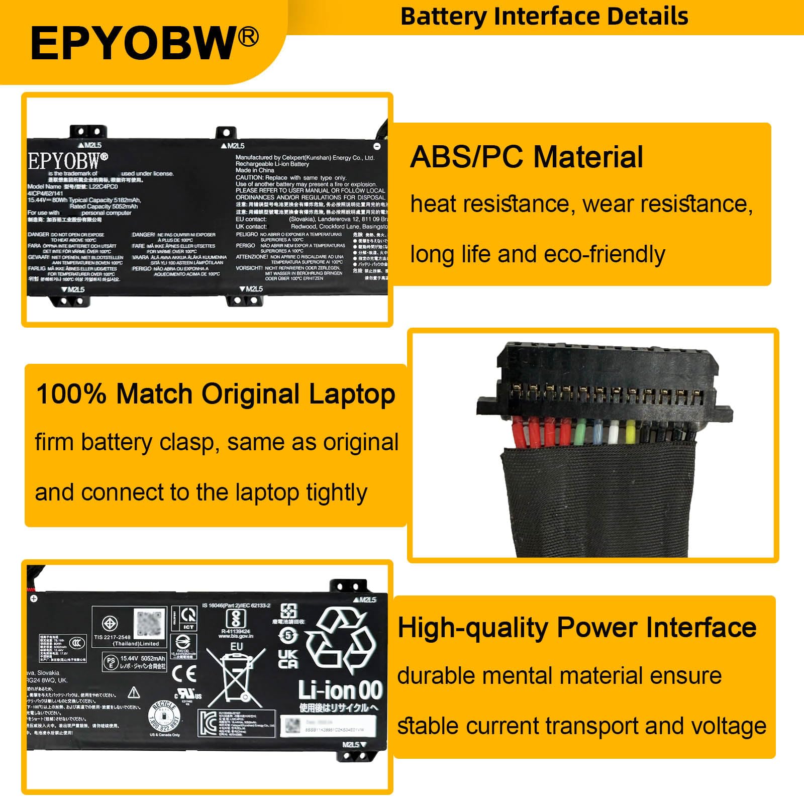 Amazon.com: EPYOBW L22C4PC0 Laptop Battery 80Wh Compatible with