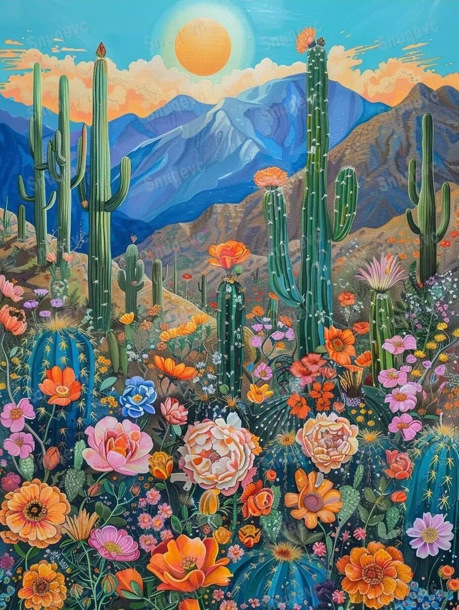 Amazon.com: Snuqevc Cactus Flower Painted Poster Vintage Wall Art - Canvas  Print Handmade Art Wooden Framed Ready to Hang for Bedroom Apartment Wall  Decor Gift 12x16Inch: Posters & Prints