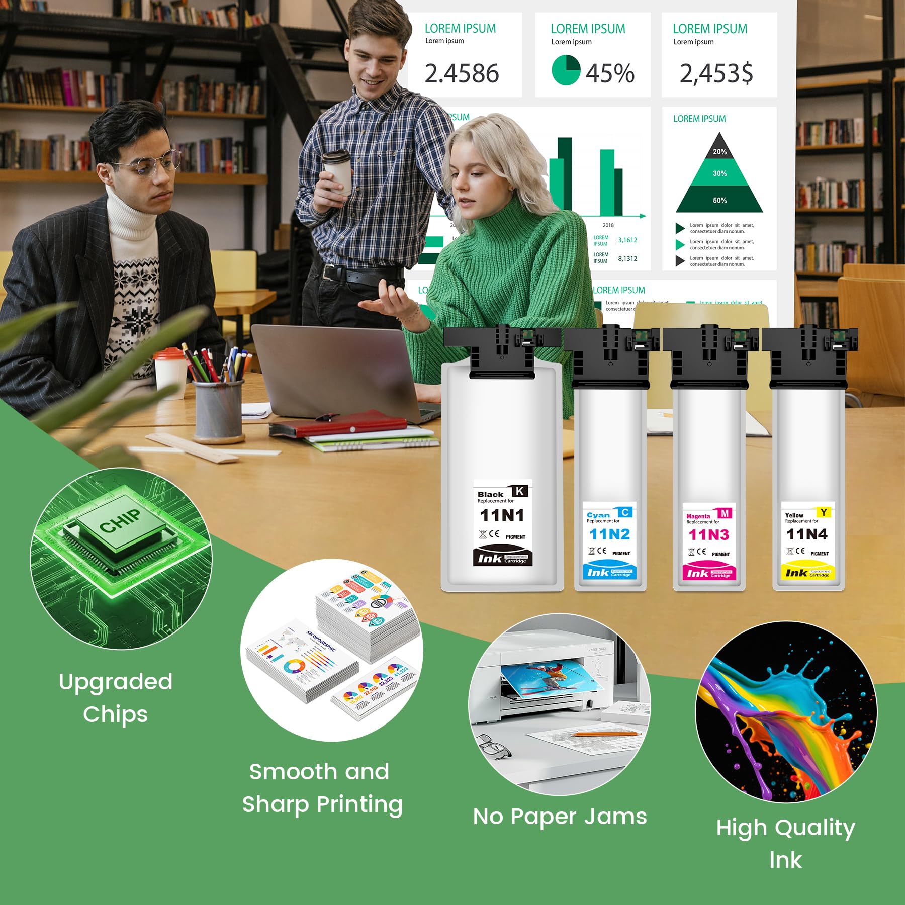 Yongaiuink T11N compatibili con EPS T11N1 T11N2 T11N3 T11N4, ricambi per pistole EPS Workforce Pro EM-C800 EM-C800 R EP-C800 EP-C800 R EM-C800R EM-C800RDWF EP-C800R EP-C800RDW (4 pezzi)