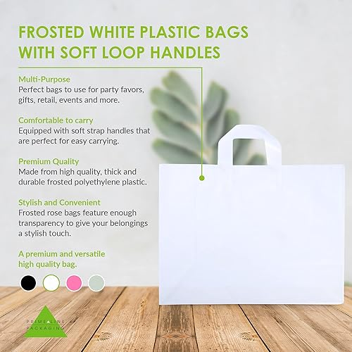 Miniatura 2 de Prime Line Packaging - Paquete de 100 bolsas de plástico de 16 x 6 x 12 pulgadas bolsas de compras para pequeñas empresas grandes y transparentes de
