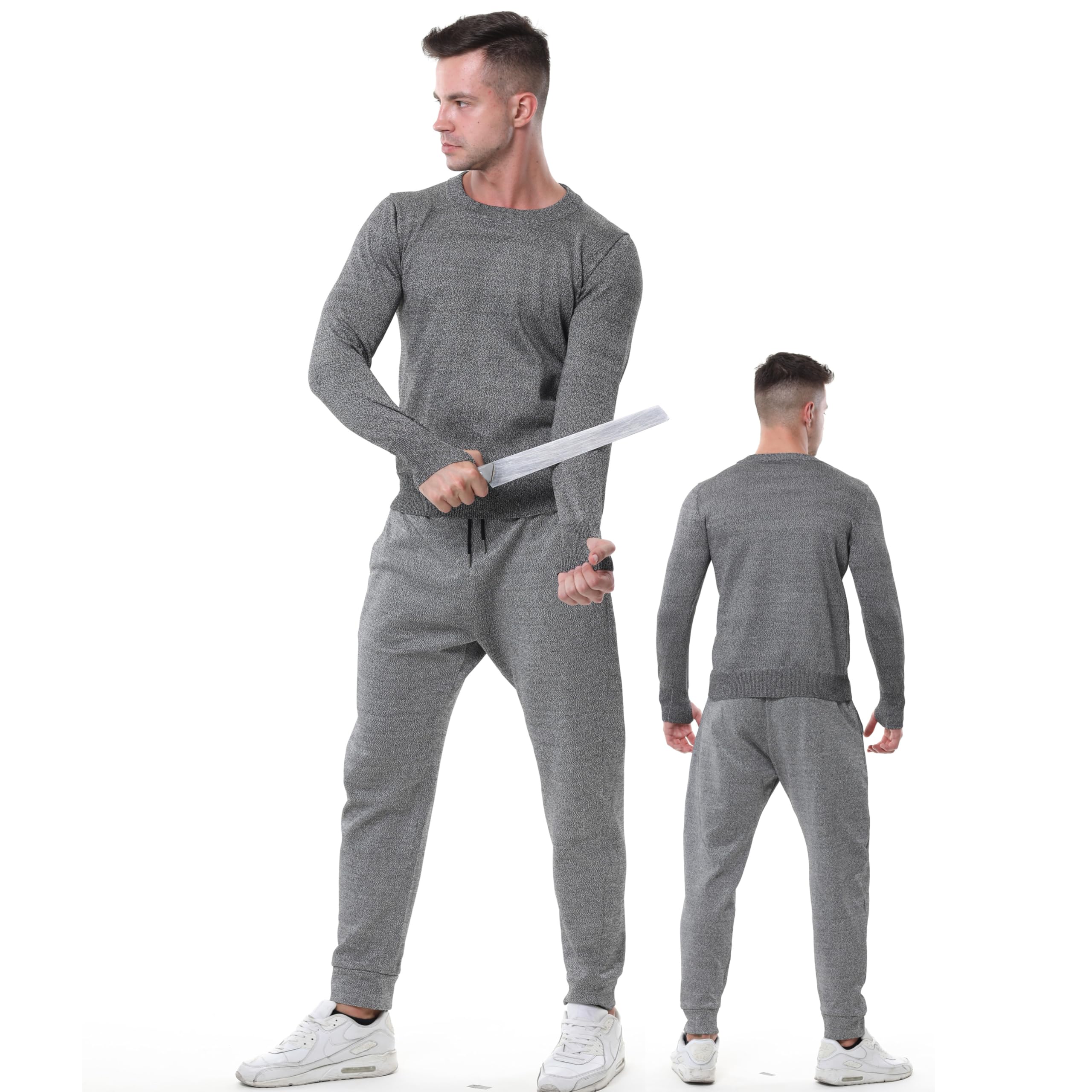 Conjunto Ropa Protectora Anticortes Nivel 5, Pantalones Manga Larga a Prueba Mordeduras, Desgarros Y PUñaladas, Chaleco Anticortes Y PUñaladas,Para Proteger La Seguridad Personal,Grey-2XL