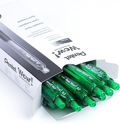 Miniatura 3 de Pentel Portaminas Wow de 0.028 in con barril verde, caja de 12 (AL407D)