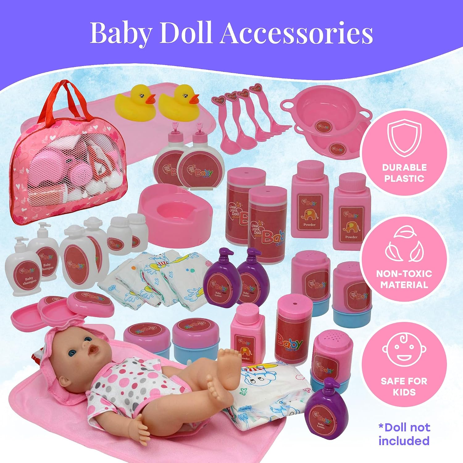 The New York Doll Collection Baby Doll Feeding & Caring Accessory Set in Zippered Carrying Case image 3