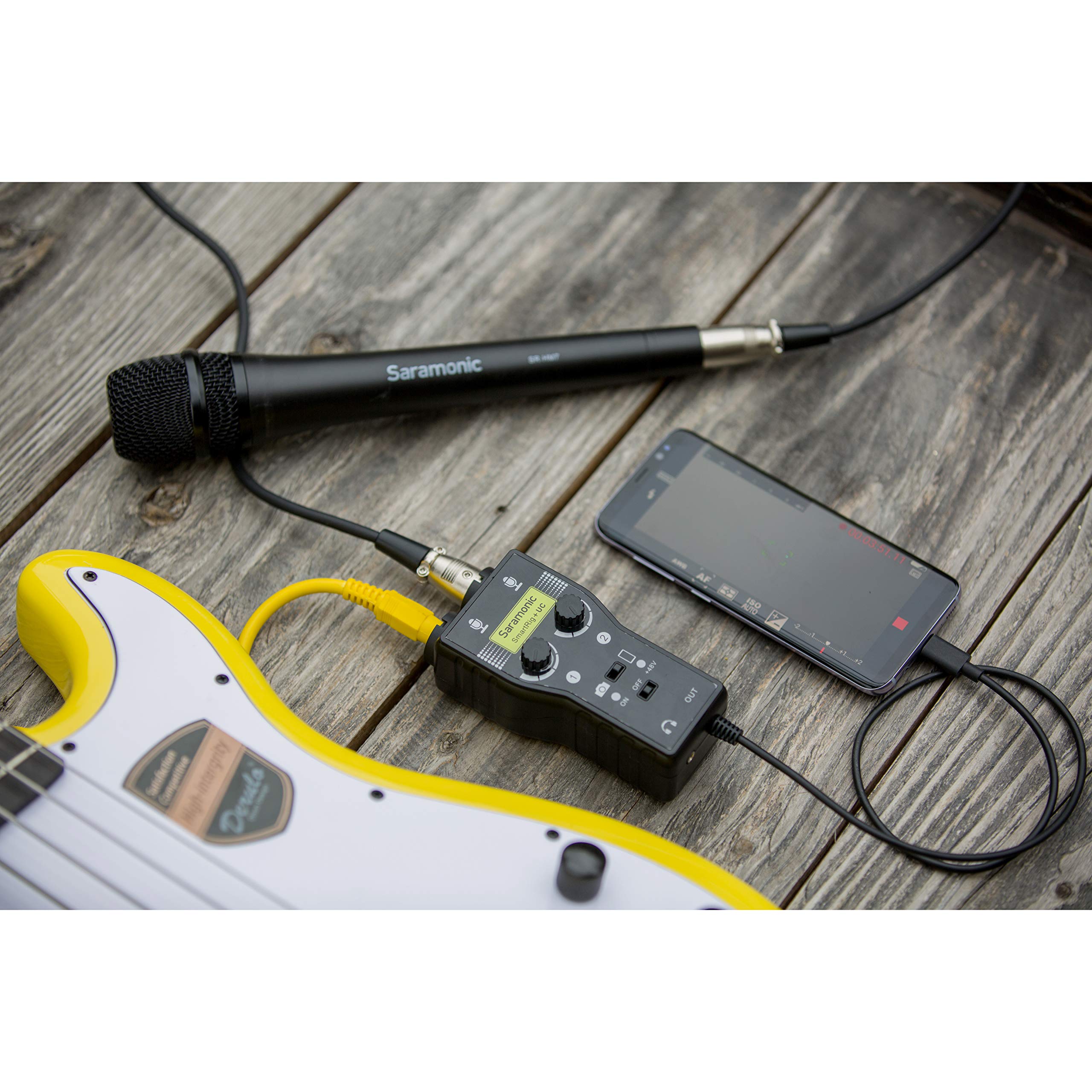 Saramonic SmartRig+UC - Interfaz de audio profesional de 2 canales con XLR, entradas de 1/4 pulgadas y 1/8 pulgadas para smartphones y tabletas Android USB tipo C, PC y más