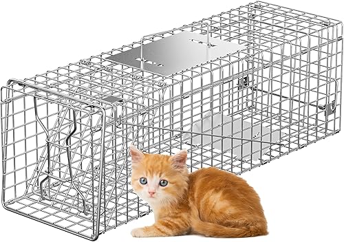 HomGarden Catch Release - Jaula de trampa de animales vivos para conejo, marmota, ardilla, mapache, topo, tope, pollo, 24 pulgadas