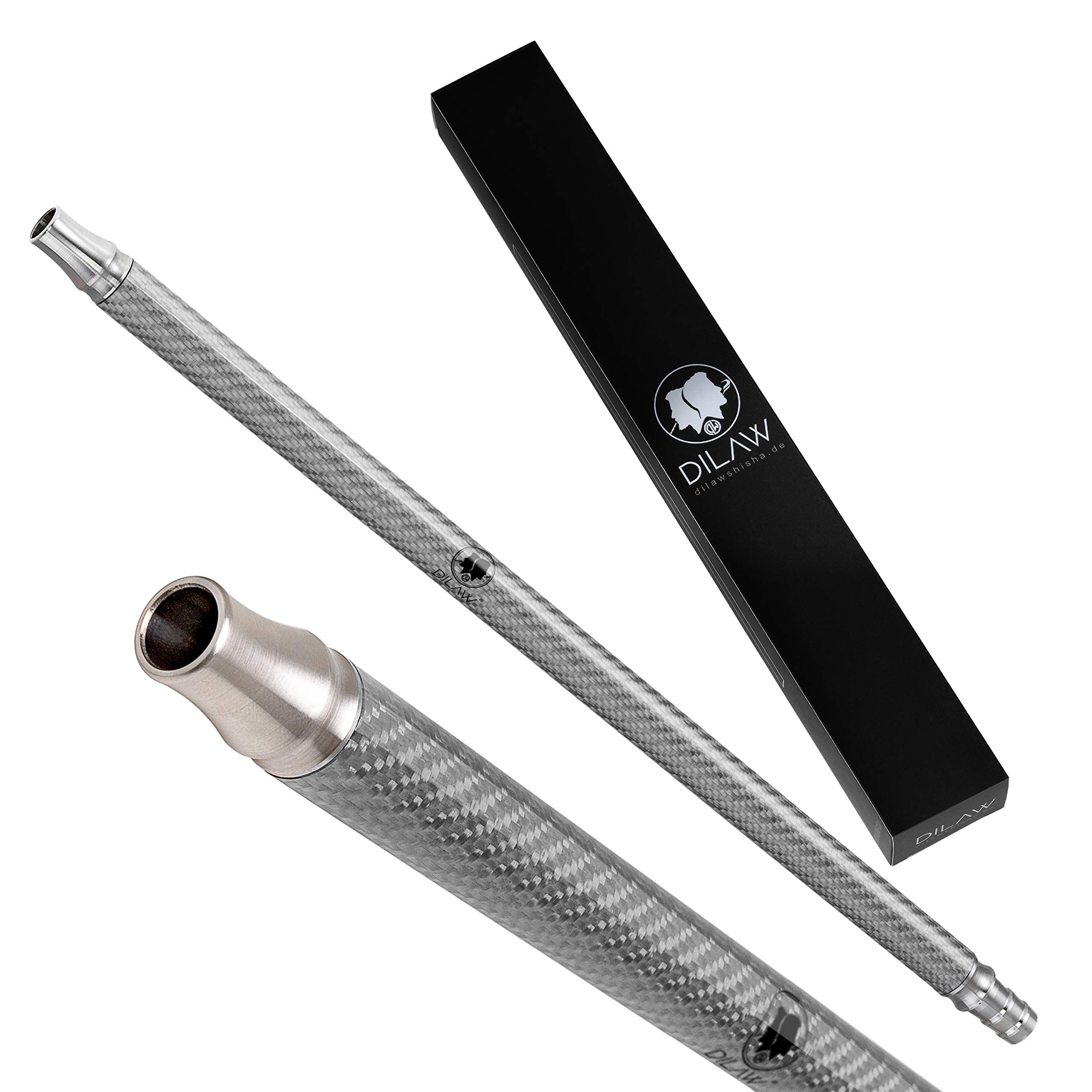 DILAW® Shisha Carbon Mundstück Edelstahl V2A ? Kombinierbar mit Allen handelsüblichen Schläuchen Farbe | Silber