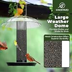 Kingsyard Thistle & Nyjer Bird Feeders for Outdoors Hanging, Metal Finch Feeder with Weatherproof Dome & Removable Tray, 14 Inch Mesh Tube, 2-1/4 lbs Seed Capacity, Great for Wild Bird (Black) | 9.5" Rustproof Metal Removable Tray, 11.5" Weatherproof