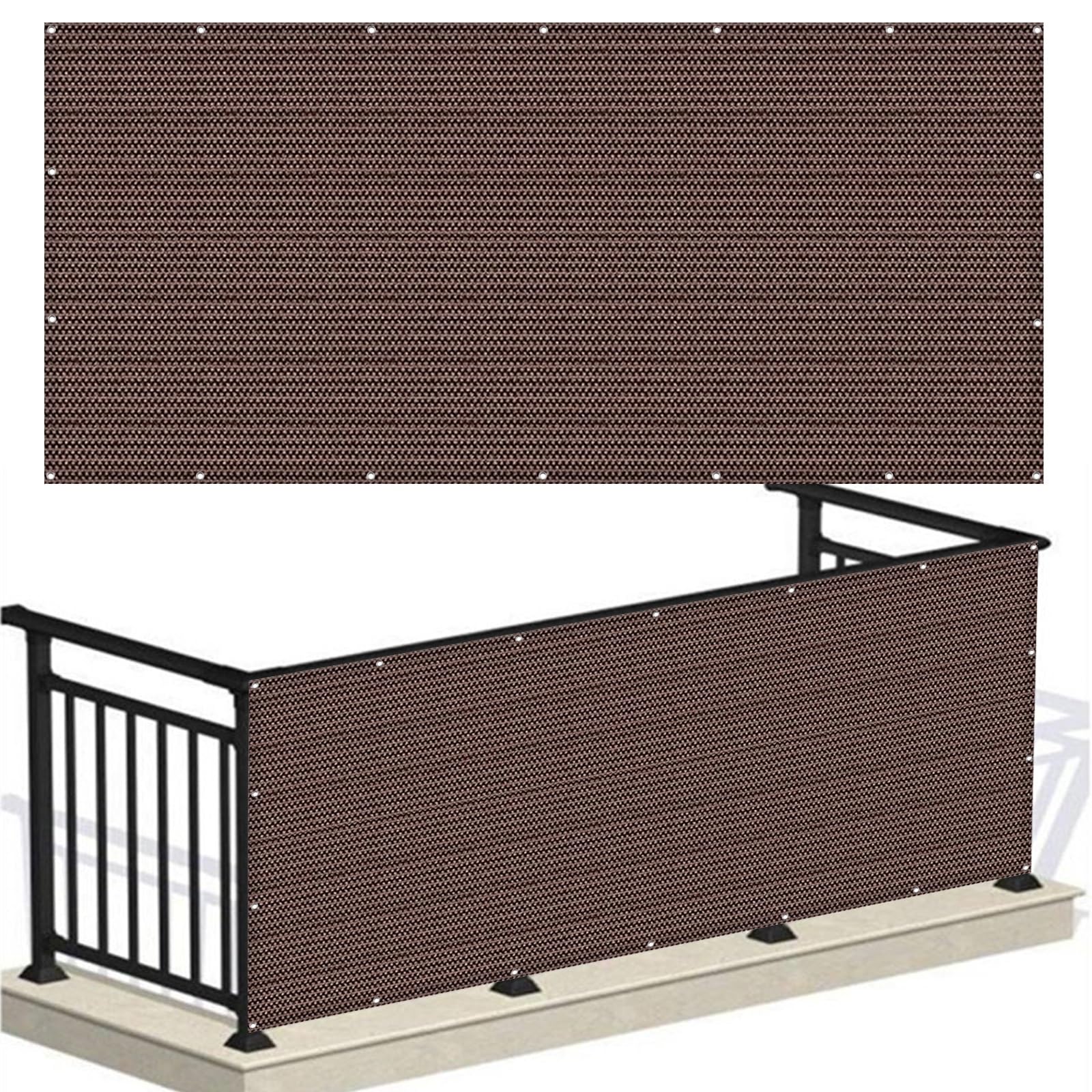 Brise Vue Jardin, Brise Vue 100 x 150 cm Protection UV Opaque Résistant Aux Contre Vent avec Attaches Écran de Confidentialité pour Balcon pour Jardin Extérieur, ‎Marron